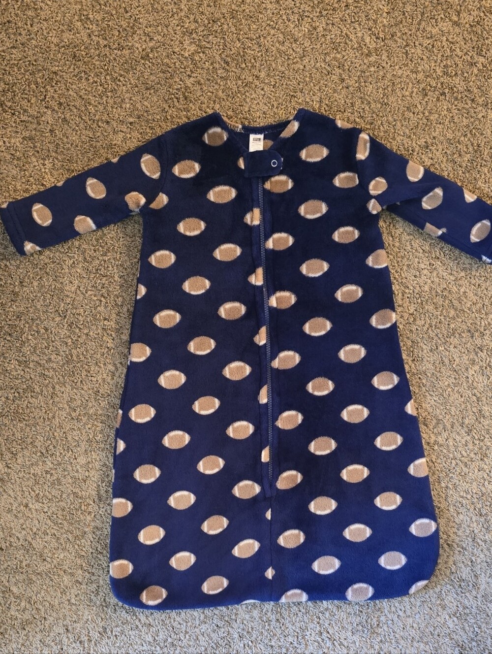6-12M Navy Football Print Kids Sleep Sack Pajama